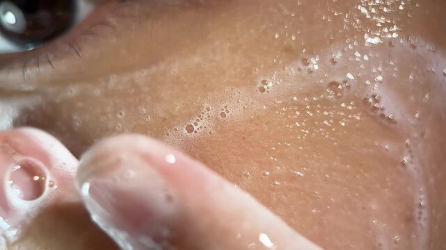 Face Wash Apply in to Face Make Up and Skincare for Content Advertising