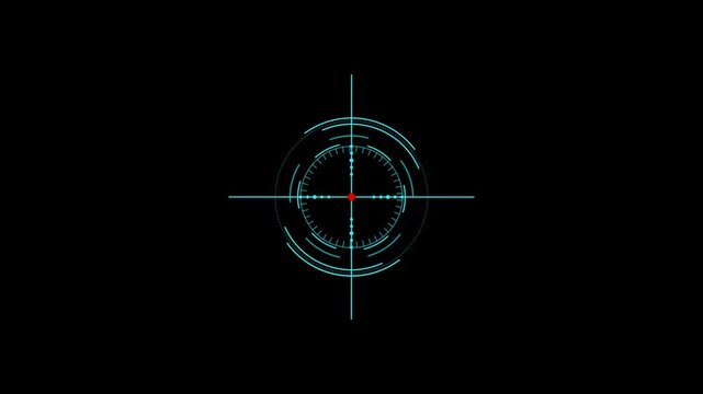 Digital hud target crosshair overlay, futuristic sci-fi scope interface animation heads-up display