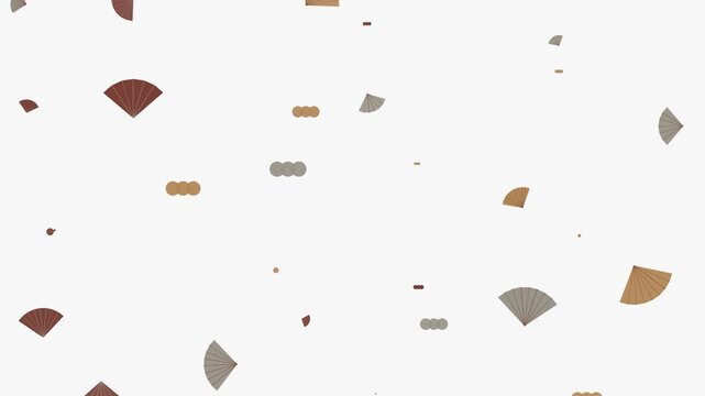 Animated muted orange oriental fan motion background seamless loop