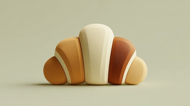 Plain baked croissant with tricolor layered pattern