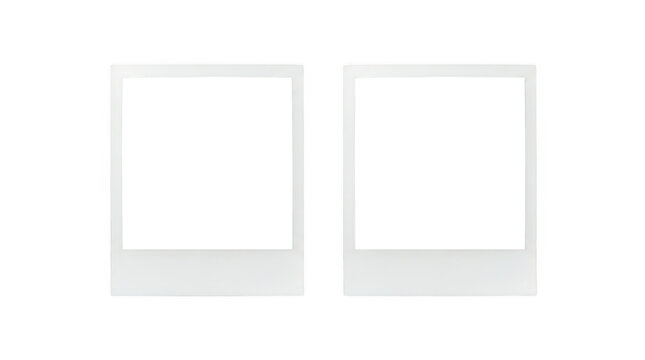 Two empty polaroid picture frames isolated on transparent background