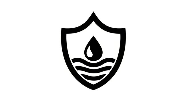 Water drop in a shield logo.
