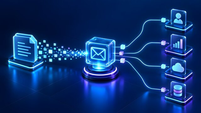 Automated digital document distribution workflow with email routing and cloud data processing