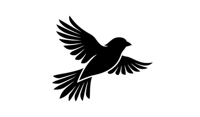 Fototapeta premium Flying bird silhouette vector icon with spread wings for nature wildlife and freedom design