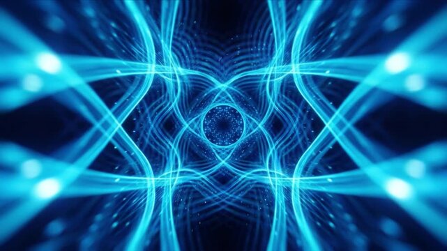 カーシャッターの開口部から量子導波路の干渉空間へ迫る光学科学CG背景