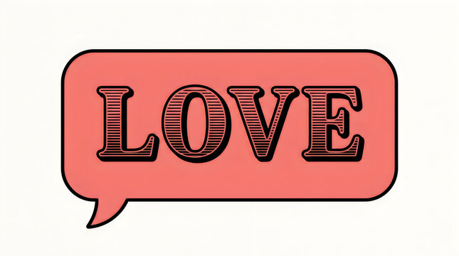 A retro styled love message inside a speech bubble uses a beautiful pink and black color palette perfect for romantic themed artwork
