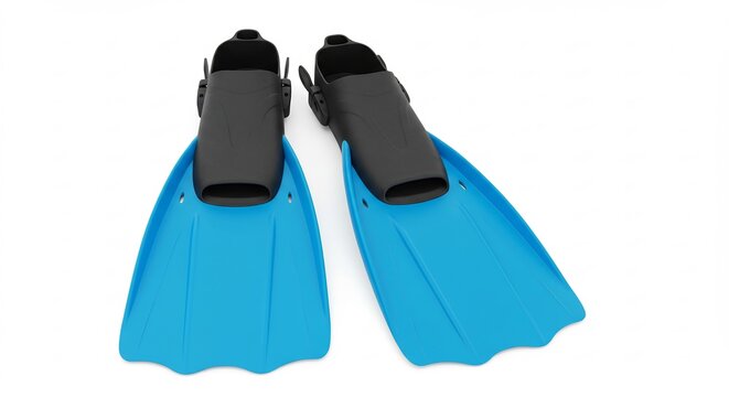 Blue Swim Fins: A pair of bright blue swim fins with black accents, ready for adventure in the water.