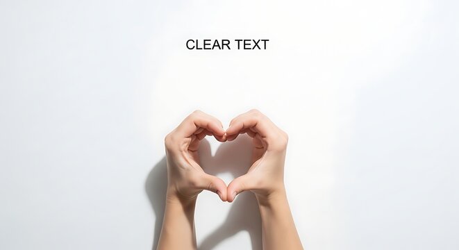 Hands forming heart shape in soft natural light for love and wellness concept
