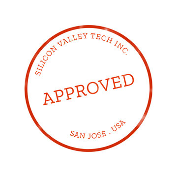 Red approved circular stamp badge