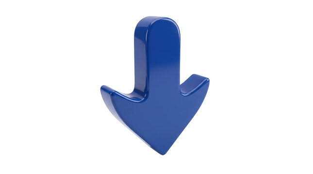 Blue downward arrow icon with shadow