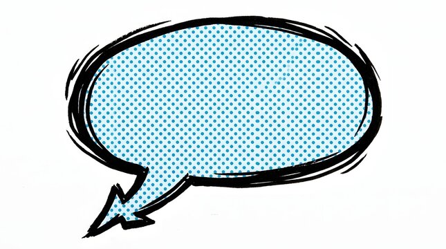Speech bubble with retro dot pattern features a classic oval shape and a pointed tail for comic book dialogue.