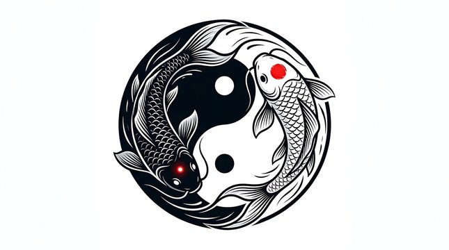 Artistic koi fish vector forming a harmonious yin yang circle