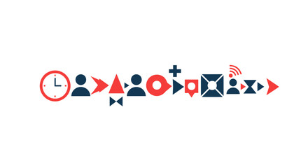 Fototapeta premium Abstract Business Workflow Icons Representing Process Flow, Time Management, and Digital Communication