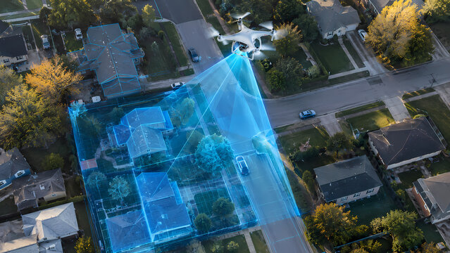 drones mapping out a city