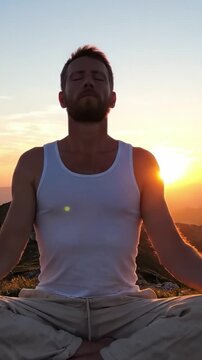 A serene moment of meditation during sunset, showcasing a peaceful individual in a tranquil environment, embodying mindfulness and inner harmony.