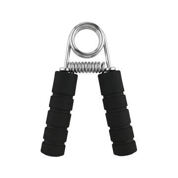 Black hand grip strengthener tool for fitness isolated on white background