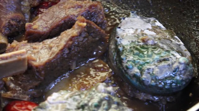 Korean Abalone Course Meal Abalone Galbijjim Abalone Sashimi Preparation Seafood Table Korea 전복 한정식 전복갈비찜 전복회 손질 수산물 상차림 한국