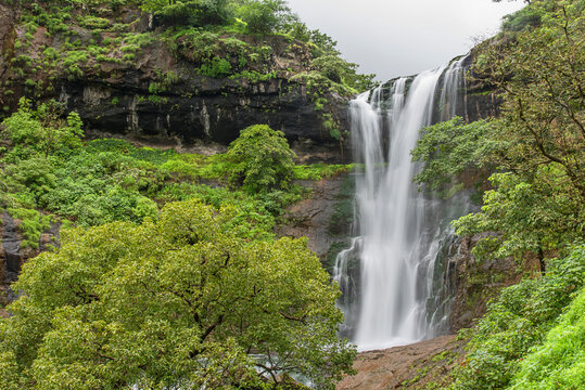 Koltembhe or Baahubali Waterfall, A massive, roaring, spectacular seasonal waterfall, Bhandardara, Maharashtra, India