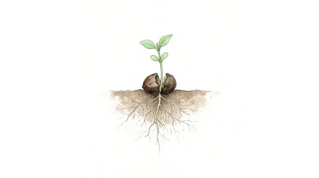 Detailed Showing the Four Main Stages of Dicot Seed Germination