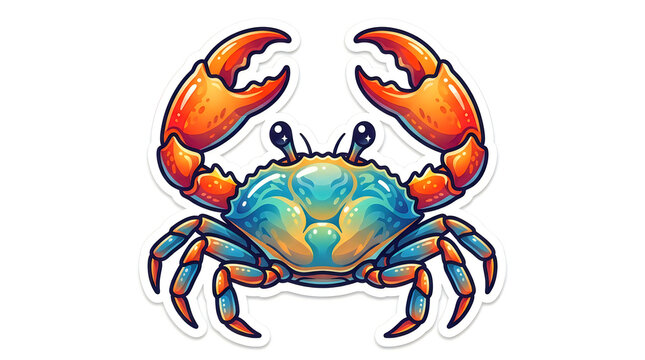 Colorful cartoon crab illustration with big claws illustration