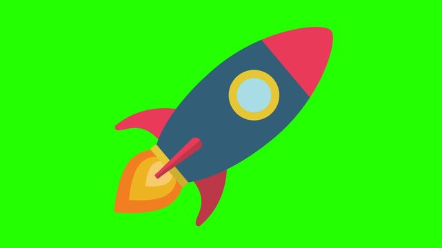 Animated cartoon rocket for chroma key (green screen)