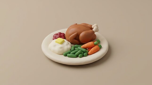 Roasted chicken dinner with mashed potatoes and fresh vegetables served on a simple white ceramic plate