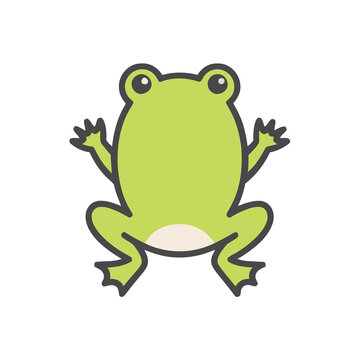 Cartoon frog waving isolated on transparent background