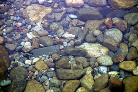korean Clear Water and Smooth Stones on a Riverbed