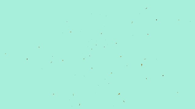Colorful fireworks explode on blue background, animation of explosion and confetti falling in video. Confetti bomb effect on interior sequin background.4k video