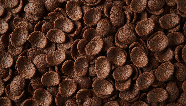 Chocolate breakfast cereal flakes background