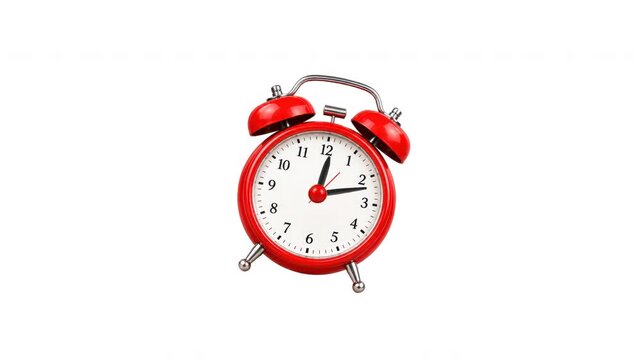 red alarm clock on white background