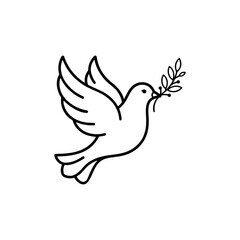 Fototapeta premium Peace Dove Bird with Olive Branch Icon Vector Illustration | Freedom and Hope Symbol Graphic
