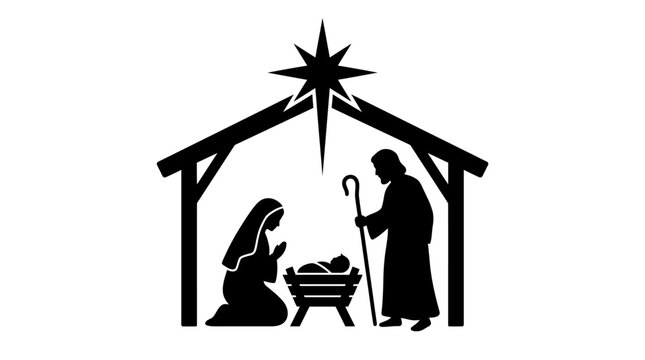 Christmas Nativity Scene Silhouette Vector