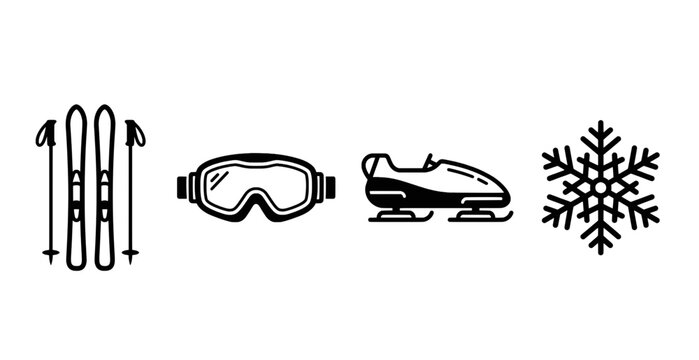 Winter Ski Equipment Icon Set