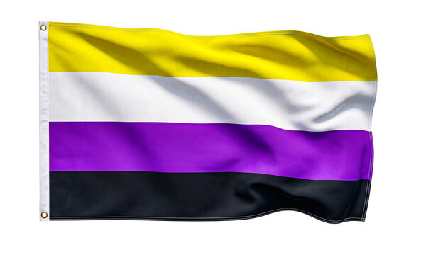 Nonbinary pride flag waving on transparent background for gender identity awareness days.