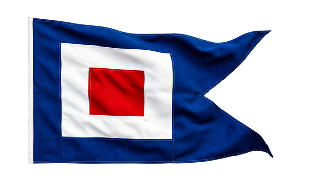 Naval flag with blue and white square, nautical signal object.