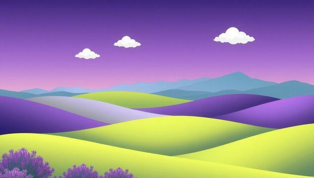 Purple landscape with rolling hills