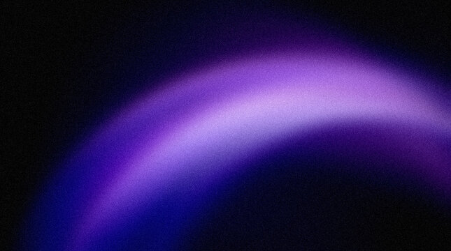 Abstract purple light trail on black background, glowing neon violet curve with soft blur, futuristic cosmic energy wave for creative design