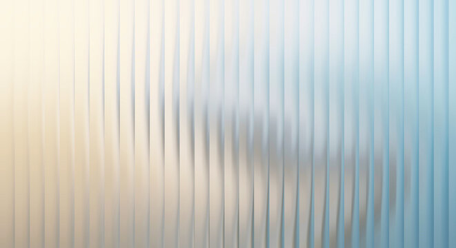 Vertical fluted glass texture with soft blue and warm yellow tones