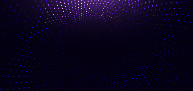 Circles dot lines glowing with lighting sparkling on dark blue backround.