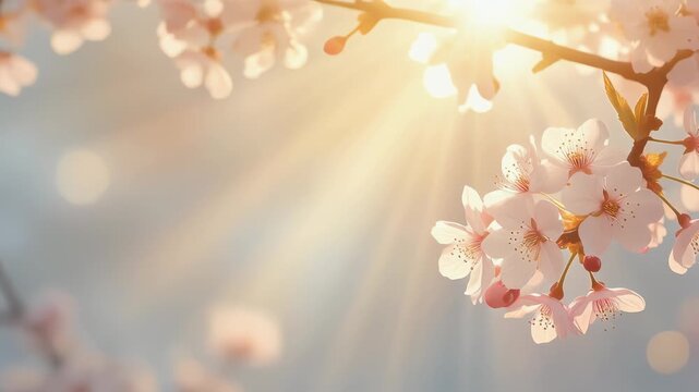 陽光にきらめく桜の枝
