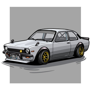 Old JDM car vector art