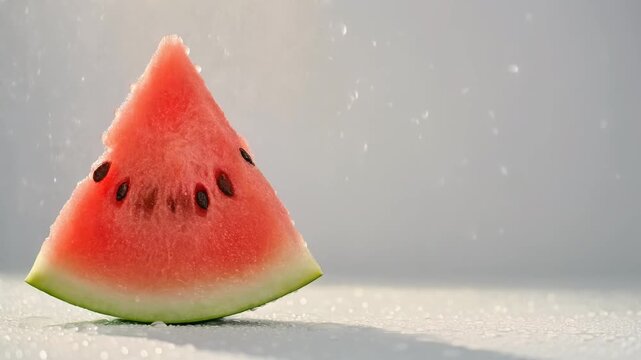 水滴がきらめくスイカのスライス