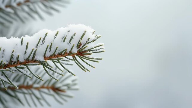 新雪をまとう松の枝