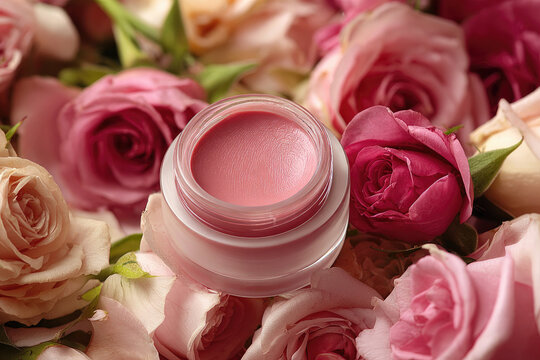 face cream and rose