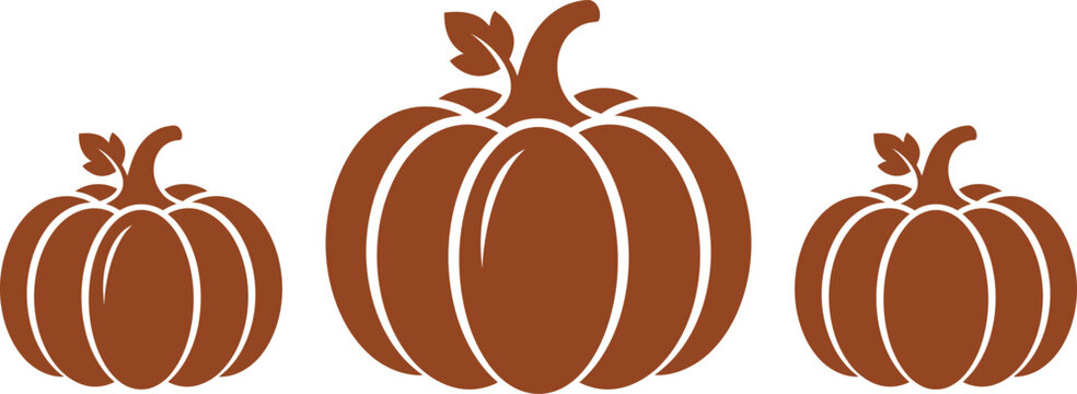 Autumn pumpkins collection isolated on white background silhouette