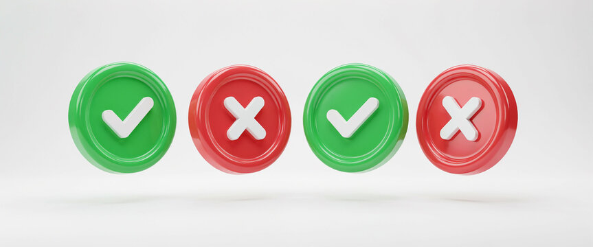 Checkmark and cross icons in green and red buttons