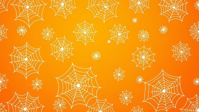 Seamless pattern with orange spider webs and circles for halloween holiday background
