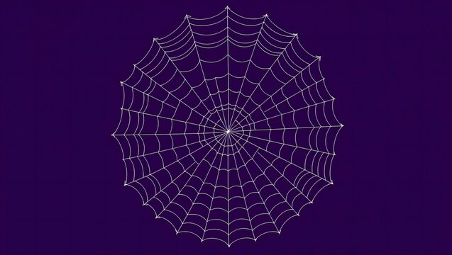 White spider web illustration on a dark blue background