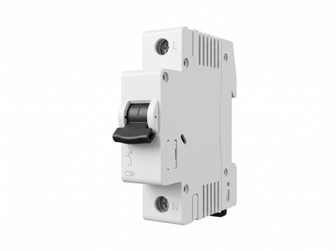 Miniature circuit breaker isolated on white background for electrical distribution panel installation
